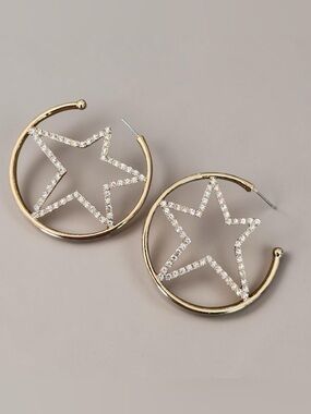 Gold Rhinestone Star Earrings
